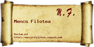 Mencs Filotea névjegykártya